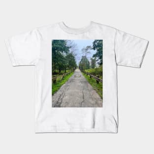 Late September Morning New England Nature Walk - bridge Kids T-Shirt